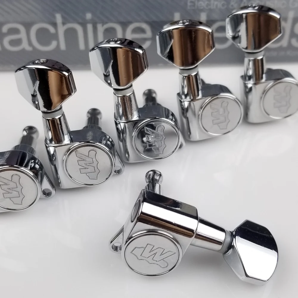  Wilkinson WJ-07 Electric Guitar Machine Heads Tuners for ST or TL Chrome Silver Tuning Pegs ( With 