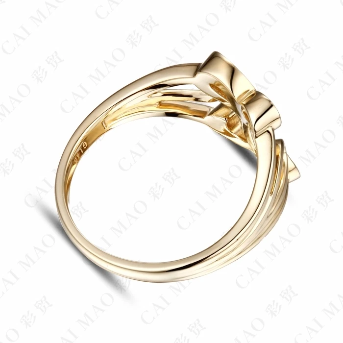 CaiMao 14KT/585 Yellow Gold 0.12ct Round Cut Diamond Engagement Gemstone Wedding Band Ring Jewelry