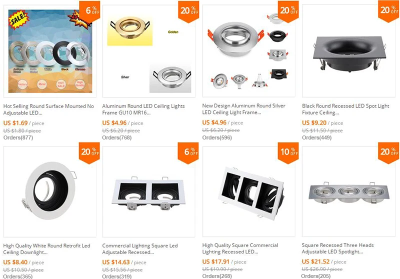 Base de Teto Recessed Light Spotlight Habitação Halogênio Mr16 Gu10 Luz Ponto Quadro Redondo Branco Níquel Luminária Lâmpadas Acessórios Led 1 Luzes e Iluminação