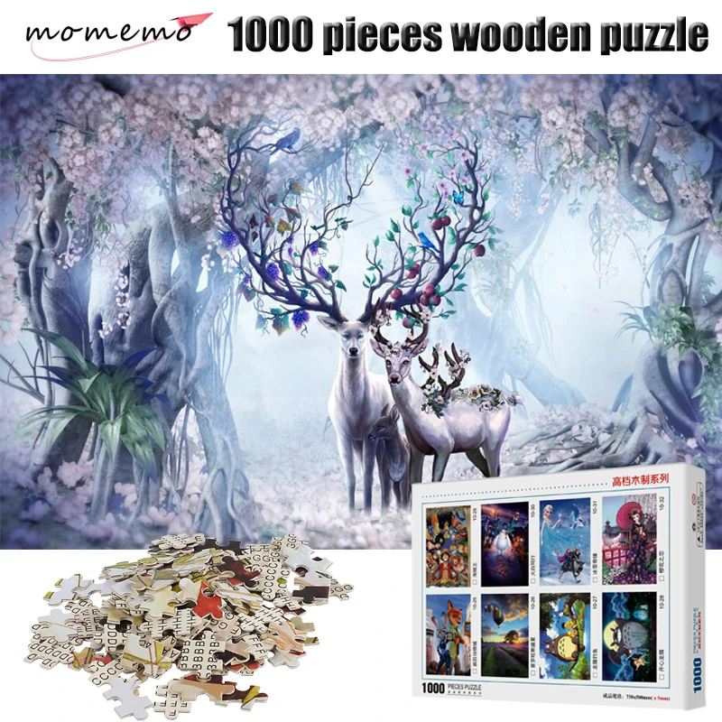 

MOMEMO Elk In Forest 1000 Pieces Jigsaw Puzzle Wooden Puzzle for Adult Decompression 1000 Pieces Jigsaw Creativity Puzzles Toys