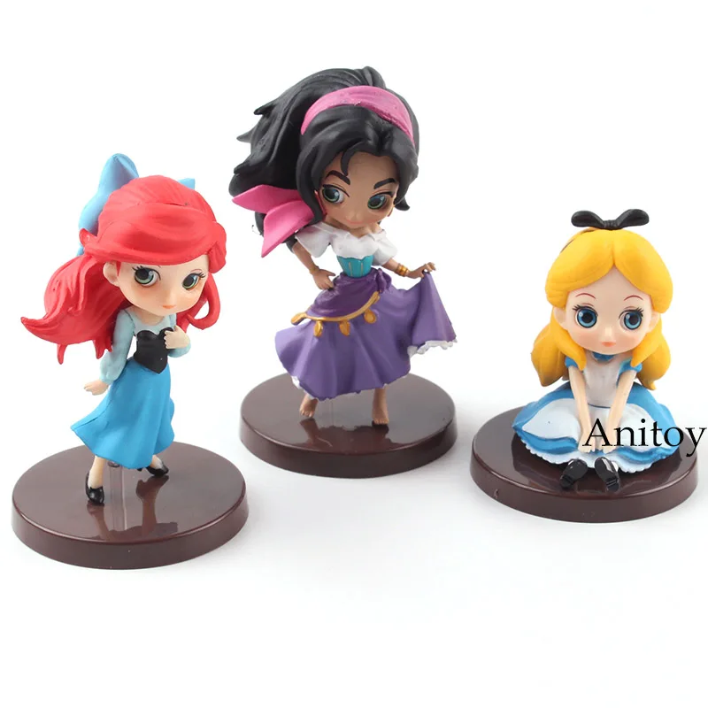 

Q Posket Princess Characters The Little Mermaid Ariel Alice Esmeralda PVC Action Figure Toys Dolls 3pcs/set 5-7.5cm KT4799