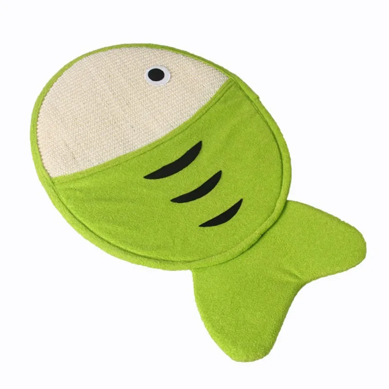 Natural Sisal Cat Toys Scratching Anti Slip Mat Fish Bottom Scratching Post For Grinding Claws Protecting Furnit - Цвет: Зеленый