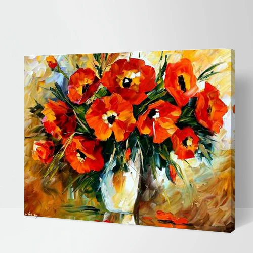 MaHuaf-W1342 Fire poppies painting coloring by numbers new arrival unique gift digital oil painting for living room 