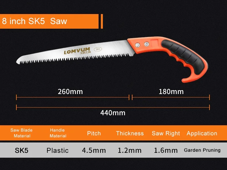 LOMVOM SK5 стальная столярная пила из высокоуглеродистой стали ручная деревообрабатывающая Складная пила Бытовая пила
