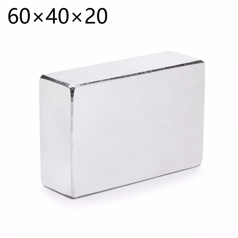 

Very Strong N50 2PCS 60mm X 40mm X 20mm Cuboid Rare Earth Big Neodymium Block Magnet Grade High Quality Free Shipping 60*40*20