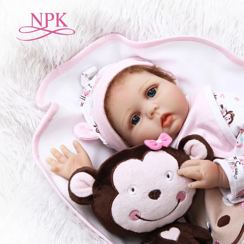 

NPK 55cm Soft Silicone Reborn Baby Doll Toy Lifelike For Girl Soft Cloth Body 22" Newborn Girls Doll Birthday Gifts