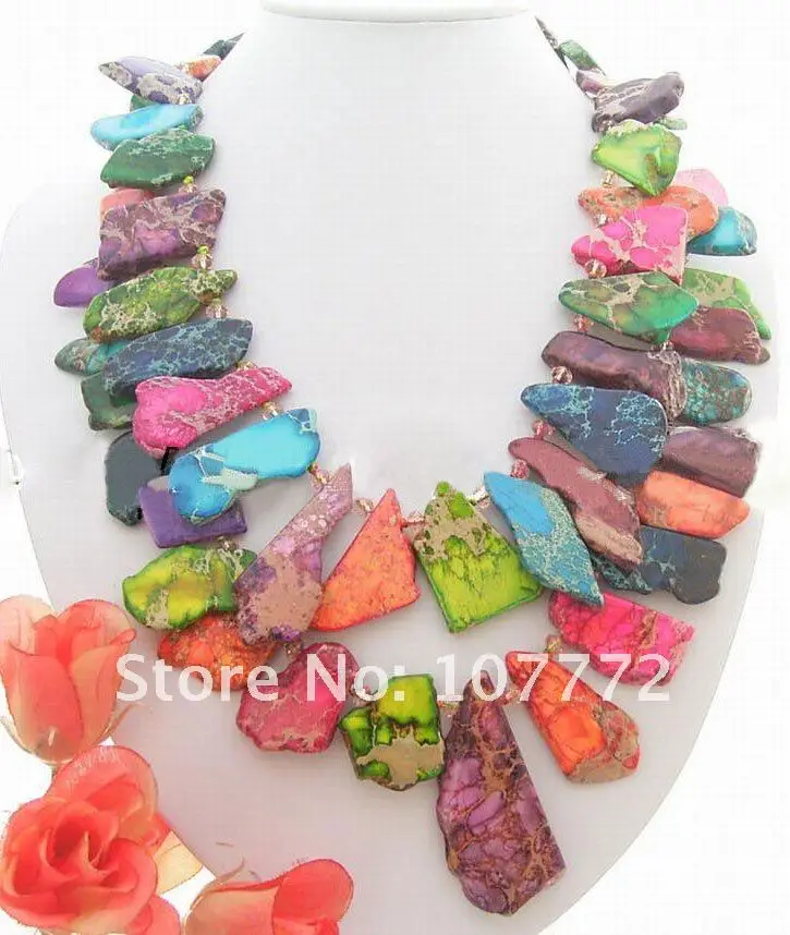 

2 strands 14x24-17x42 MM Imperial stone&Crystal Necklace
