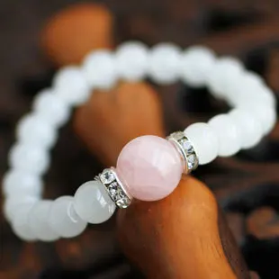 

Hot Sale Natural Pink Crystal Rhinestone Bracelets & bangle 7mm Beads Charm Bracelet Elastic for Women Party Jewelry wholesale
