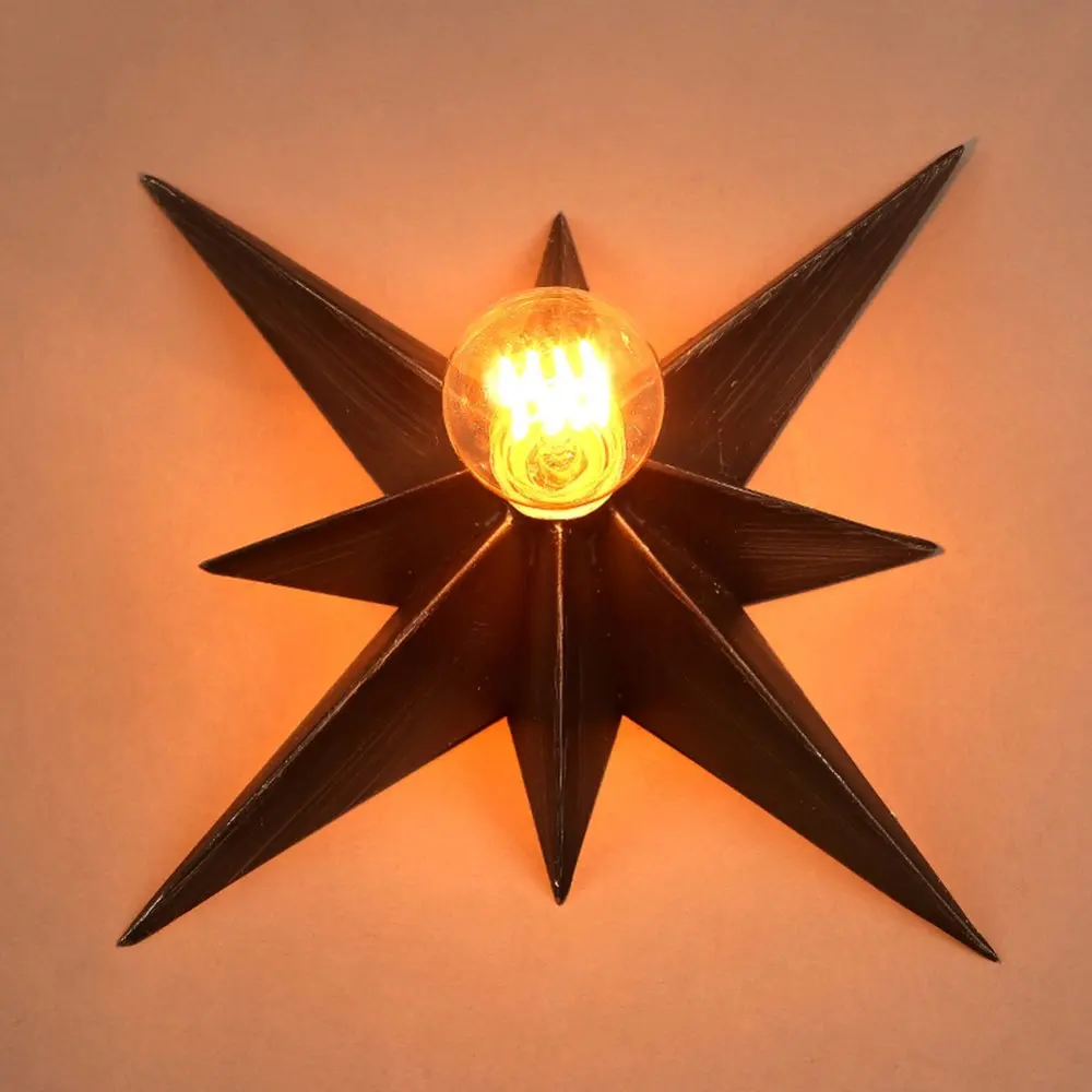 Loft Style Bed Vintage Industrial Iron Star Bar Decoration Wall lamp Coffee Shop Light Sconces Bedroom Corridor Mount | Лампы и