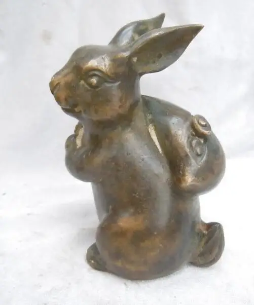

S03805 China old bronze carved Rabbit cloth-wrappers Sculpture statue B0403