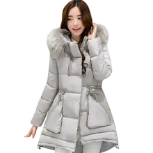 Winter Jacket Women Nice Long Parka Slim Female Fur Collar Thick Jackets Wadding Cotton Hooded Jacket Snow Wear Lady Outerwear