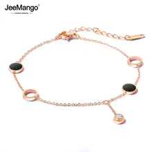 Pulsera de tobillo para mujer, joyería de pie para mujer, pulsera de tobillo, cadena de cuentas de oro rosa de acero inoxidable Vintage JA19005