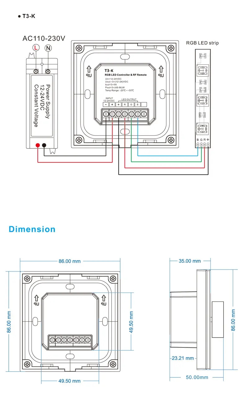 DC12v-24v поворотный Панель светодиодный диммер настенный светодиодный контроллер T1-K T2-K T3-K кв для одиночный цвет/двойной цвет/RGB/RGBW полосы светильник