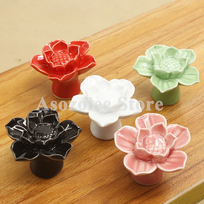 السيراميك الأطفال الاطفال غرفة الباب مقابض الكرتون لوتس على شكل مطبخ دولاب درج خزانة المقابض مجلس الوزراء التأثيرات