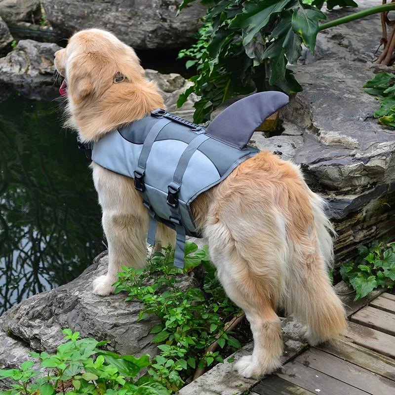 Смешная собачка спасательный жилет куртка Косплей Акула золотой ретривер плавательный костюм для животных Большая Собака Куртка Жилет Купальник консервант