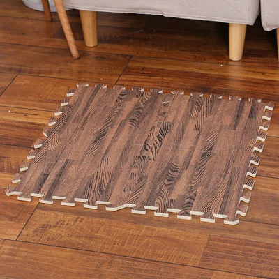 Имитация древесины EVA пены коврик для спальни 30*30 см детский ползающий коврик Толстый 12 мм ковер нескользящий коврик для йоги комбинированный коврик - Цвет: dark wood grain