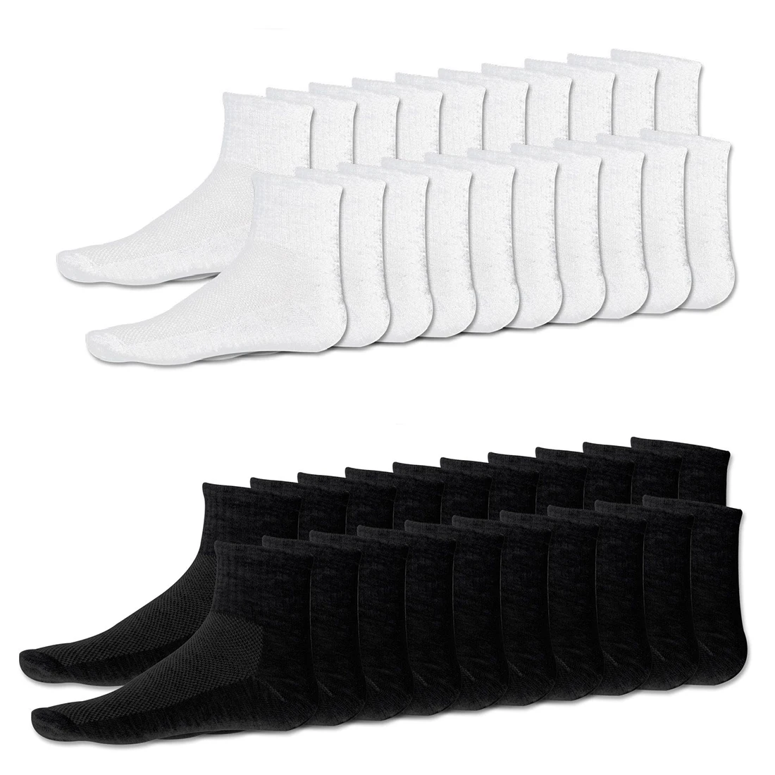 New Sale 20 x Pairs Mens Cotton Rich Sport Socks Size 6-10 White & Black