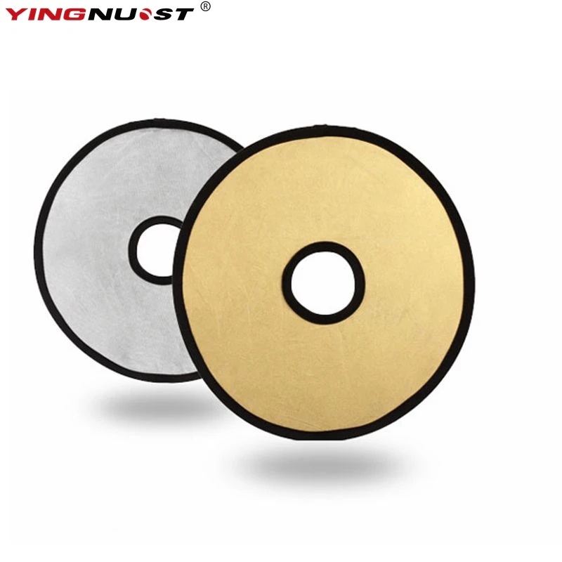 

2in1 30cm Gold Silver Portable Folding Reflector DSLR Camera Accessories Flash Diffuser Softbox Photography Reflector With Hole
