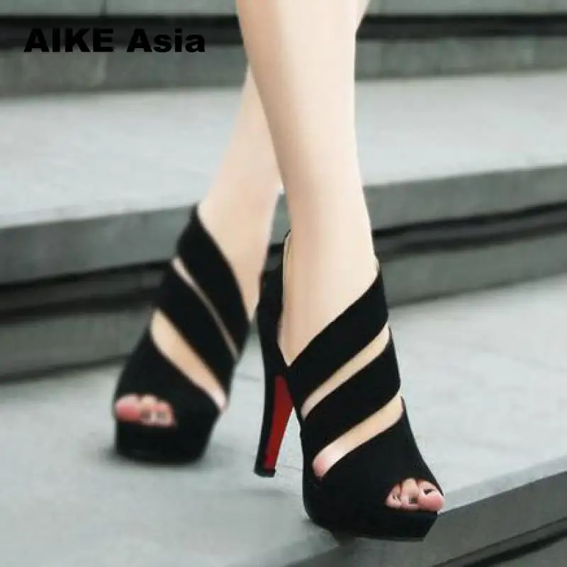 Hot 2018 Sandalia Feminina Summer Gladiator High Heels Peep Toe Sandals Casual Shoes Woman Waterproof Platform Sandals