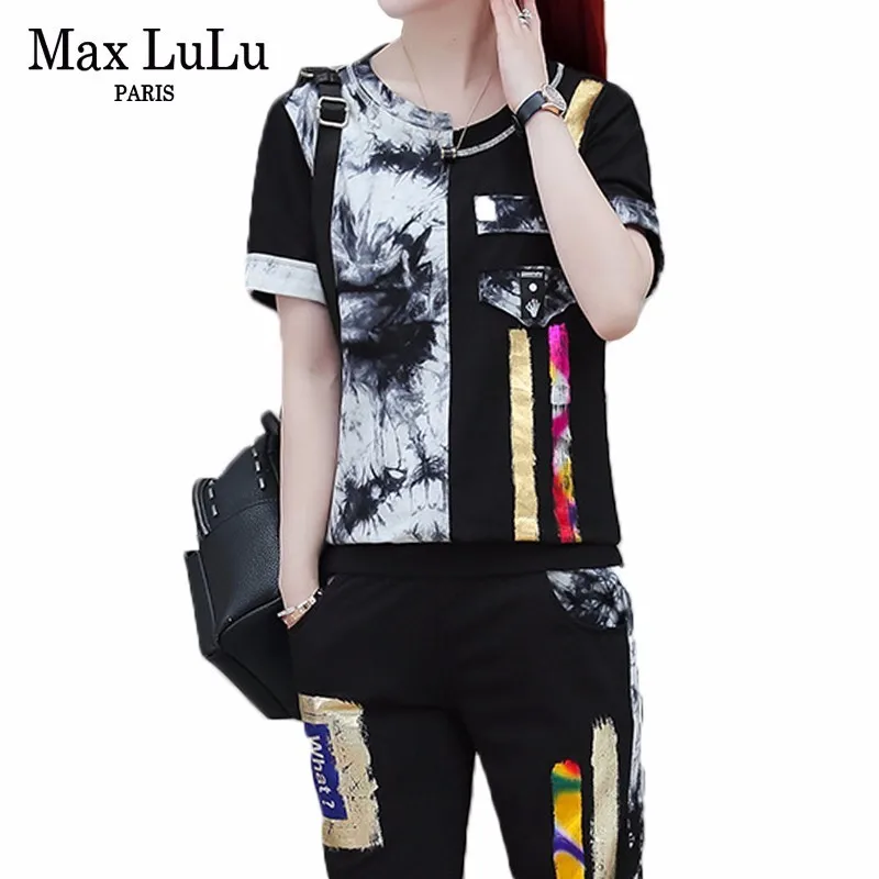 Max LuLu Zomer Koreaanse Mode Dames 2 Stuks Set Outfits Vrouwen Gedrukt Crop Tops En Harembroek Fitness Trainingspakken Club suits Max LuLu Zomer Koreaanse Mode Dames 2 Stuks Set Outfits Vrouwen Gedrukt Crop Tops En Harembroek Fitness Trainingspakken Club suits