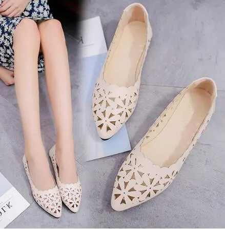 Fleur Bout Femmes Beige black Pointu Plates Chaussures Nouvelle Shallow Nude pink 2018 À Ipccm Forme Talon Évider Arrivée white Appartements tgvq6x