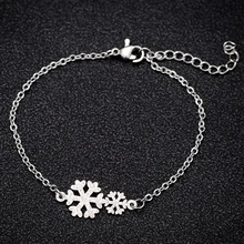 Jisensp трендовые браслеты со снежинками для женщин, аксессуары из нержавеющей стали, браслеты в рождественском стиле, браслет на цепочке, браслеты