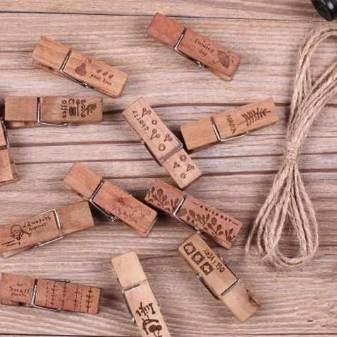 

8PCS/PACK New lovely Vintage Tower Life series Small Wooden clip set with Hemp rope/DIY Multifunction Message Folders