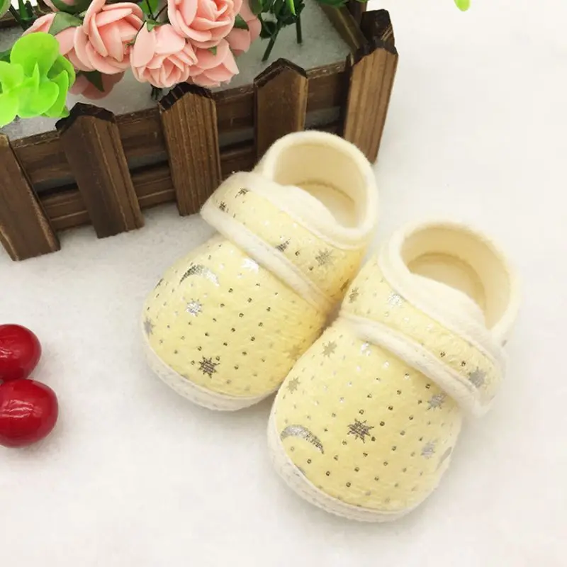 2018 Новые 0-12 месяцев Симпатичные Младенцы Bay мальчиков обувь для девочек хлопок кроватки обувь звезда печати Prewalker M2