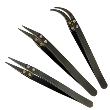 

3Pcs/Set Ceramic Tweezers Forceps Antistatic Precision Insulated Heat Resistant Stainless Steel Multifunction Hand Tools Kits