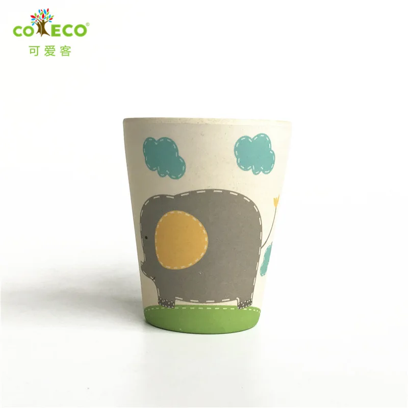 COECO бамбуковая детская чашка для воды, экологическая чашка для кормления детей, мультяшная чашка для молока и сока для детей