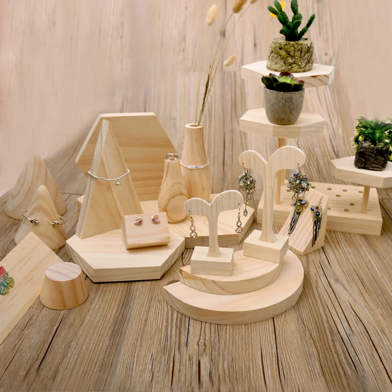  Wood Jewelry Display Stand Earrings Ring Necklace Bracelets Display Stand Wood Jewellery Display St