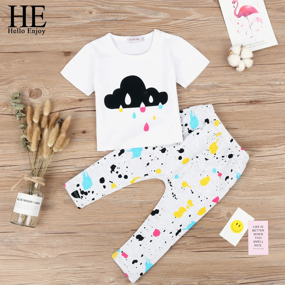 HE Hello Enjoy/Одежда для маленьких девочек летние костюмы с короткими рукавами