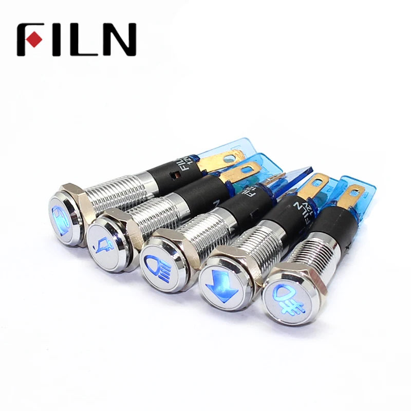 Waterproof Lamp FILN 12V LED Car Boat LED Warning Dashboard Signal Lights Instrument Pilot light 220V 8mm (2)