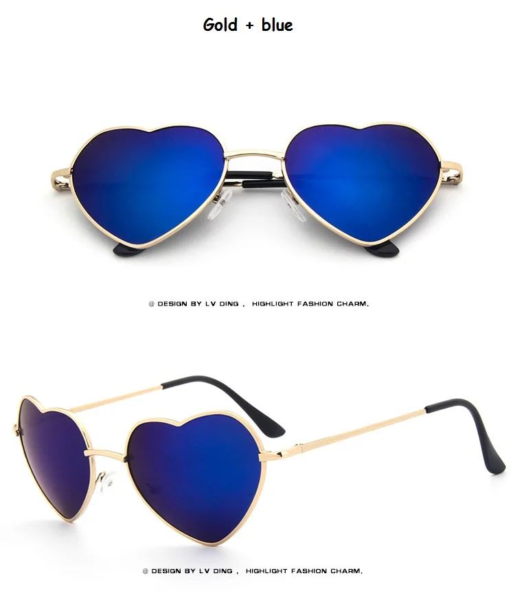 Женские солнцезащитные очки в форме сердца, металлические, для женщин, фирменный дизайн, модные, без оправы, любовь, очки Ray, мужские, зеркальные, oculos de sol