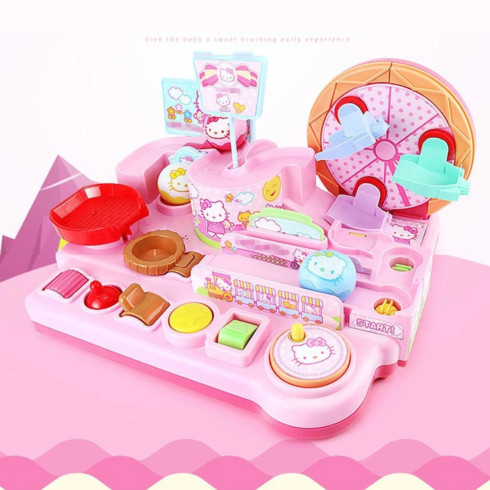 

2018 New Products KT Cat Theme Control Table Suit Great Adventure Ball Track No Battery Children Educational Toys Gift