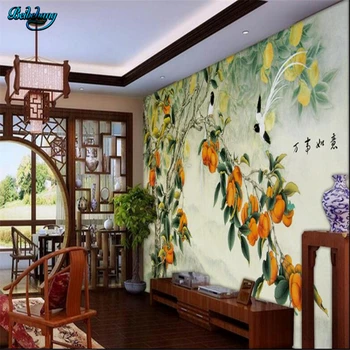 

beibehang Large custom wallpaper all things like wishful red persimmon TV background wall