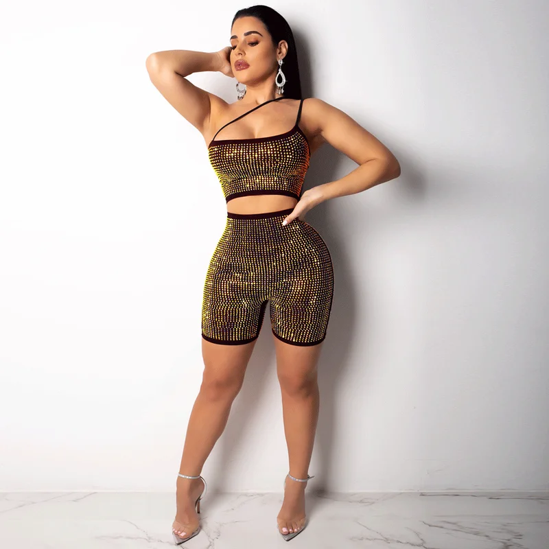 Beste ANJAMANOR Sexy Romper Jumpsuit Goud Zilver Strass Glitter Een Stuk Outfit Party Club Kostuums Bodycon Playsuit D35 AG80