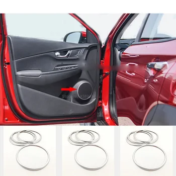 

For Hyundai Kona Encino 2018 2019 ABS Matte car sticker Audio Speak Sound Ring circle Cover trim Car Styling accessories 4PCS