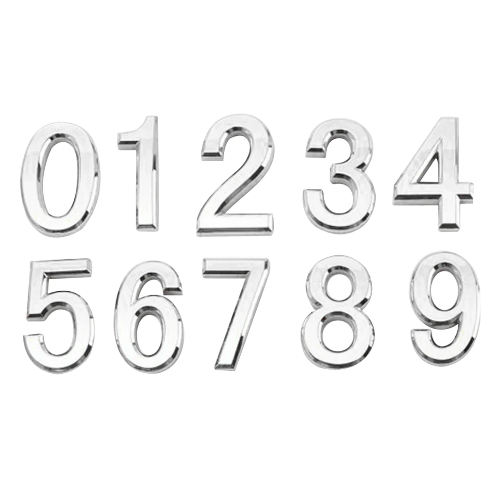 Silver Plastic House Front Door Hotel Room Number Self Adhesive Plaque Sign6