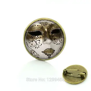 

2017 Limited Broche Handmade Venetian Mask Jewelry High Quality Vintage Brooches Mardi Gras Wholesale Glass Cabochon Dome C204