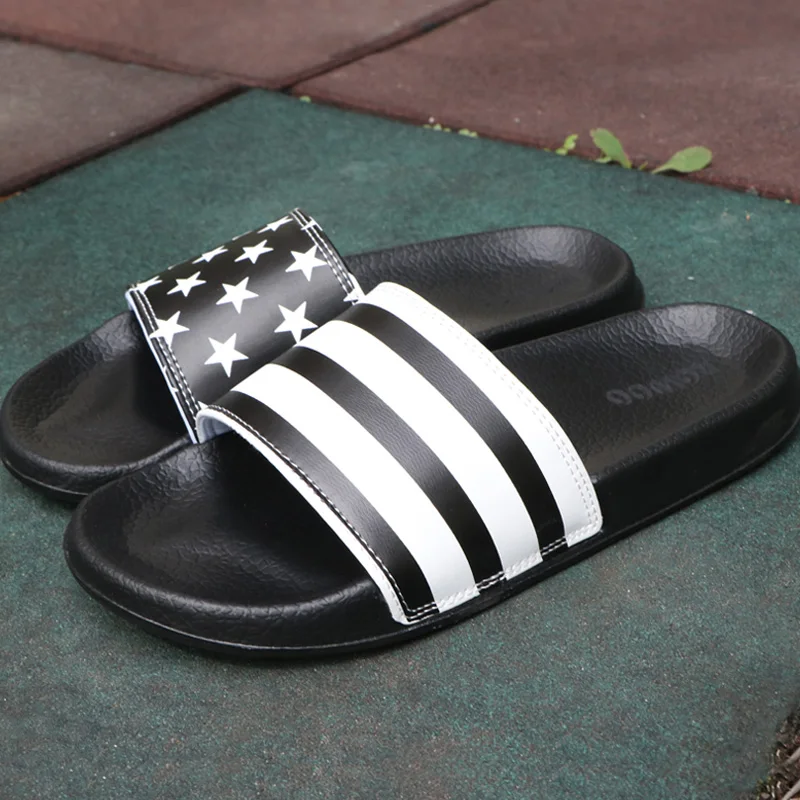 striped flip flops