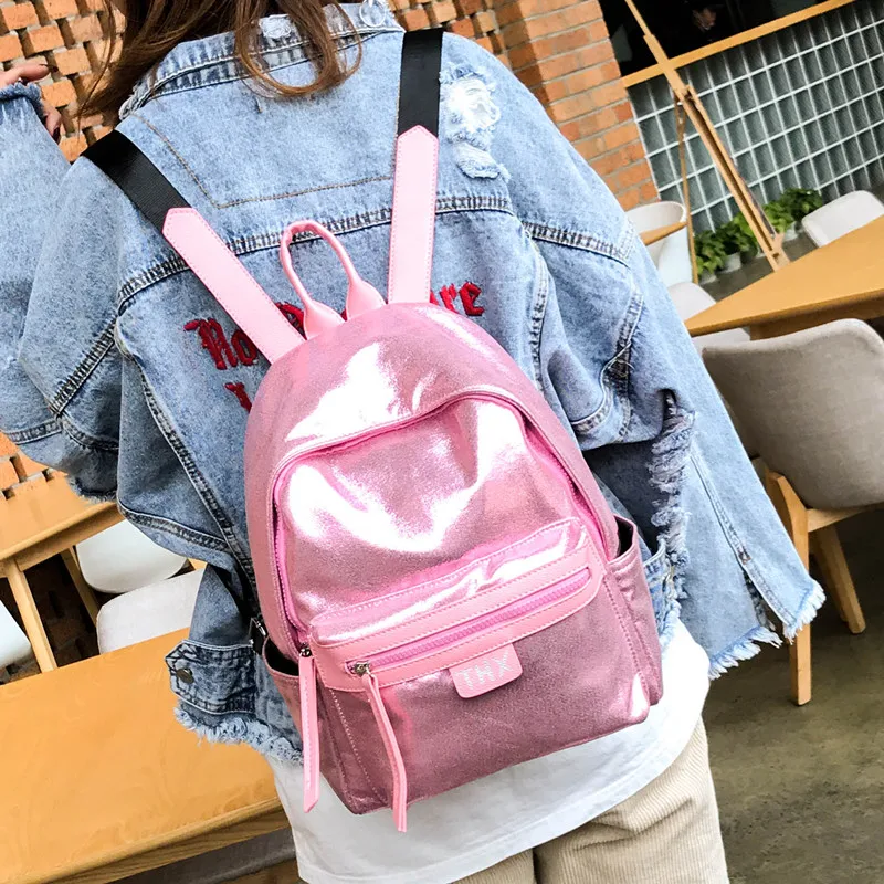 Fashion Glitter Women Backpack big capacity  PU Leather Teenage Girls School Bag Large Female backpacks for travelling red black (14)