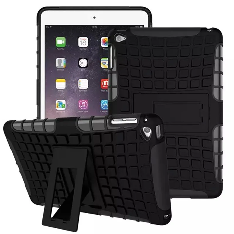 

Hybrid Kickstand Case cover for Apple iPad mini 4 mini4 7.9 TPU Shockproof Skip proof Rubberized PC Soft with flim KF436A