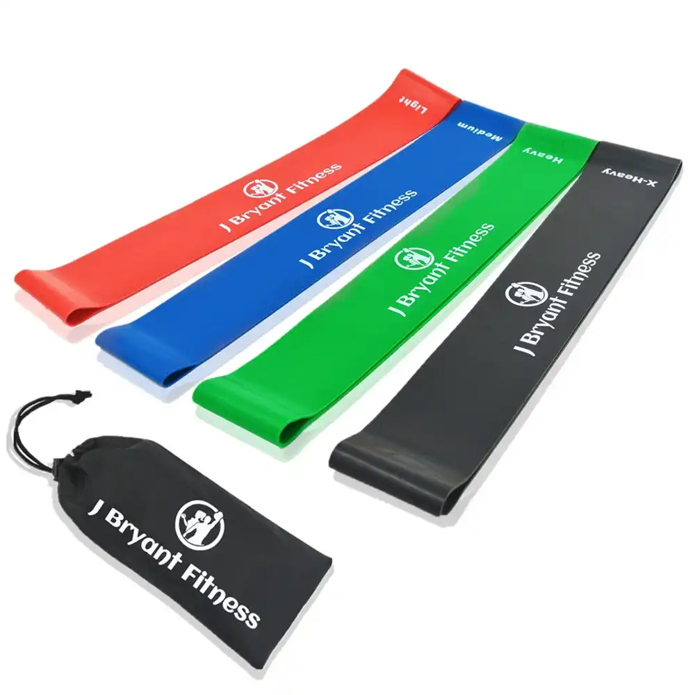 Fitness Pink Resistance Loop Bands Set with Instruction for Leg and