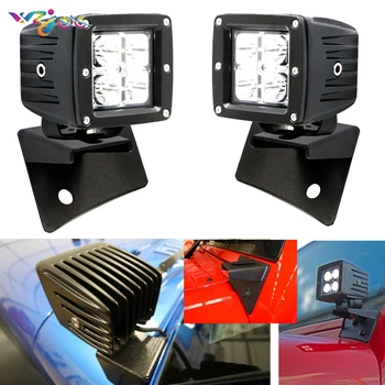 

wzjoo 2PCS 16W 3X3 inch LED fog light Pod Kit With A-pillar Mounting Brackets For 07-18 Jeep Wrangler JK