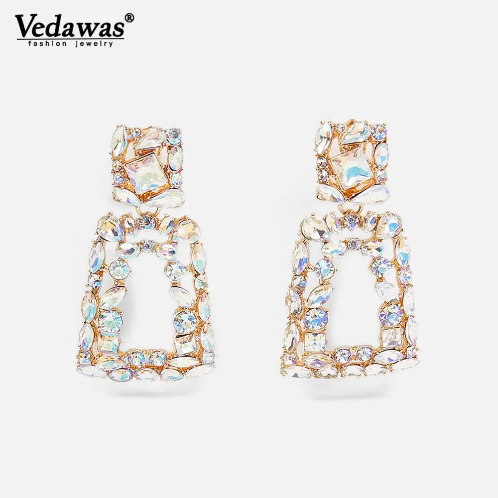 

Vedawas 2019 ZA Earrings Clear Crystal Statement Drop Dangle Earrings for Female Party Vacation Wedding Gifts Jewelry xg3130