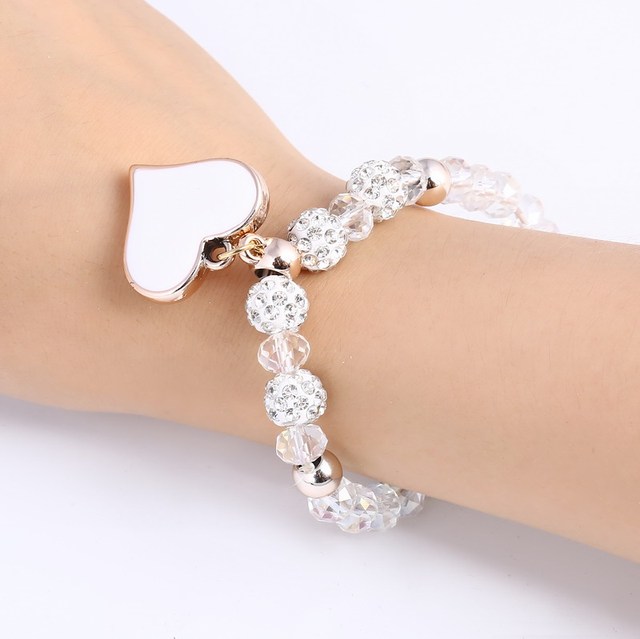 Fashion Geometric Beaded Women Heart Bracelets Simple Stone Bead Charm Bracelets & Bangles For Women Jewelry Gift