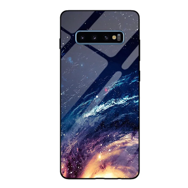 Для samsung galaxy S10 случае G9730 звездное небо закаленное Стекло+ края из ТПУ тонкий твердый переплет для samsung S10 SM-G9730 случаях