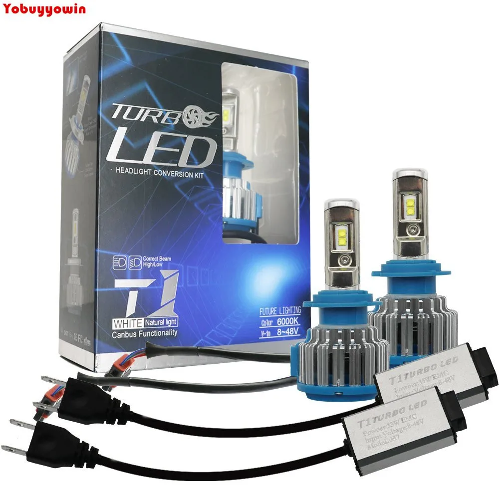 

2*H7 T1 LED CanBUS Turbo Car Automotives Headlight lamp-Seoul CSP Y19 Chip - 70W, 7200LM White(H4 H3 H1 9005 9006 H8 H11 H16