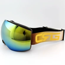 Azure blue Lens Gold Frame Brand Ski Goggles Double UV400 Anti Fog Big Ski Mask Glasses